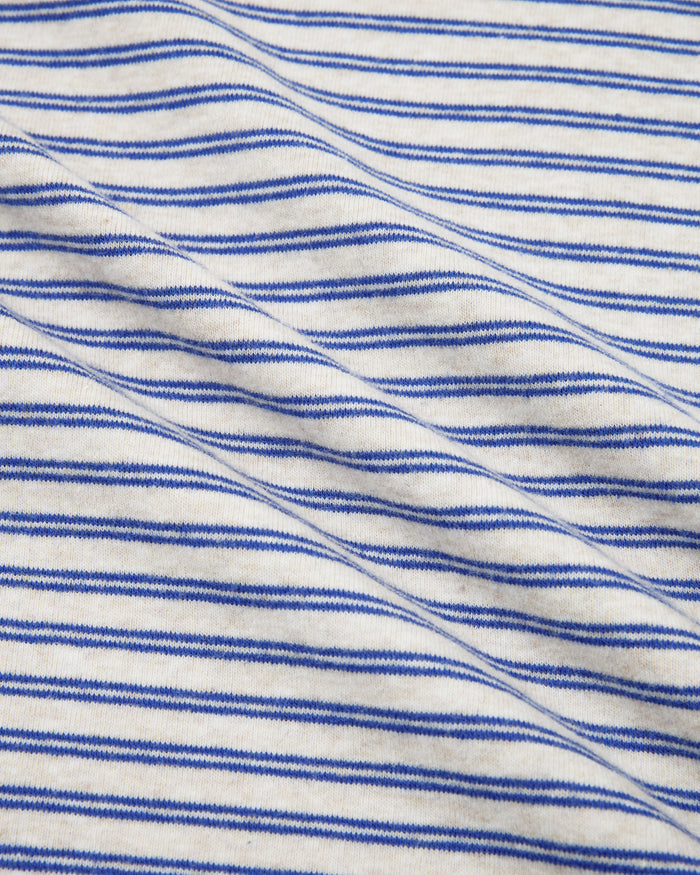 Crop Boxy Tee - Oat / Blue