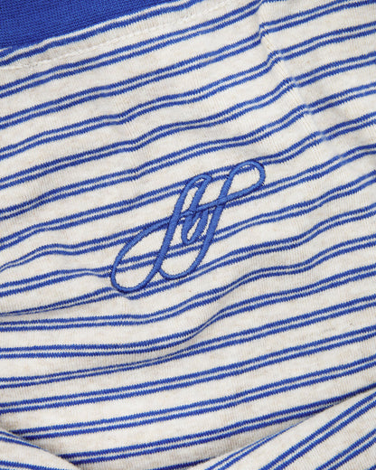 Crop Boxy Tee - Oat / Blue