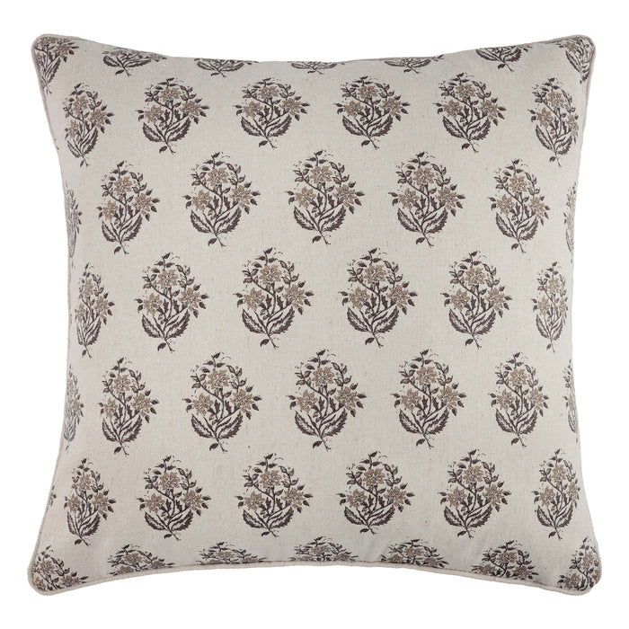 Cross Stitch floral medallion Taupe Pillow 18x18