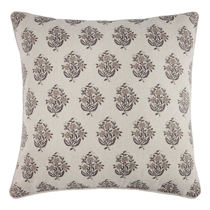 Cross Stitch floral medallion Taupe Pillow 18x18