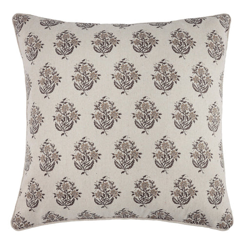 Cross Stitch floral medallion Taupe Pillow 18x18