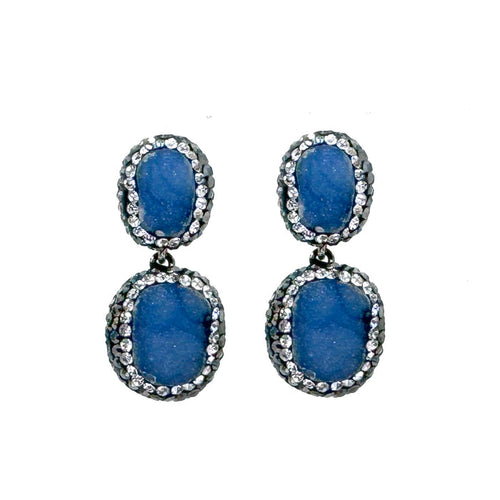 Crystal Drop Earrings in Lapis-Theia Jewelry-Swag Designer Jewelry
