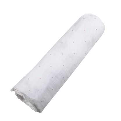 BABY - Pink Polka Dot Bamboo Muslin Swaddle