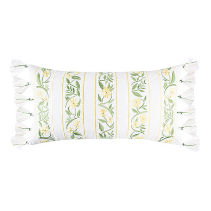 Daffodil Embroidered Floral Tassels Pillow