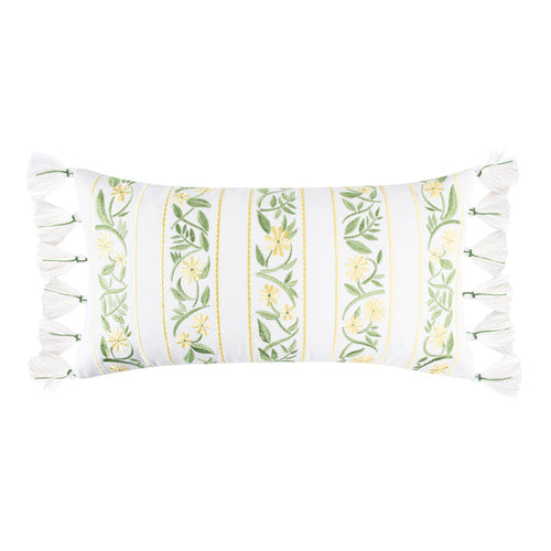 Daffodil Embroidered Floral Tassels Pillow