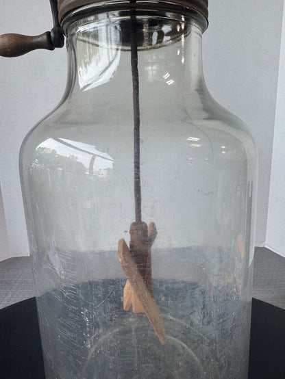 Dazey Antique Large Glass Hand-Crank Glass Butter Churn