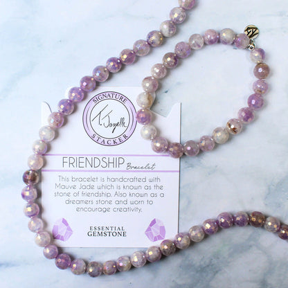 Defining Bracelet- Friendship Bracelet with Mauve Jade Gemstones