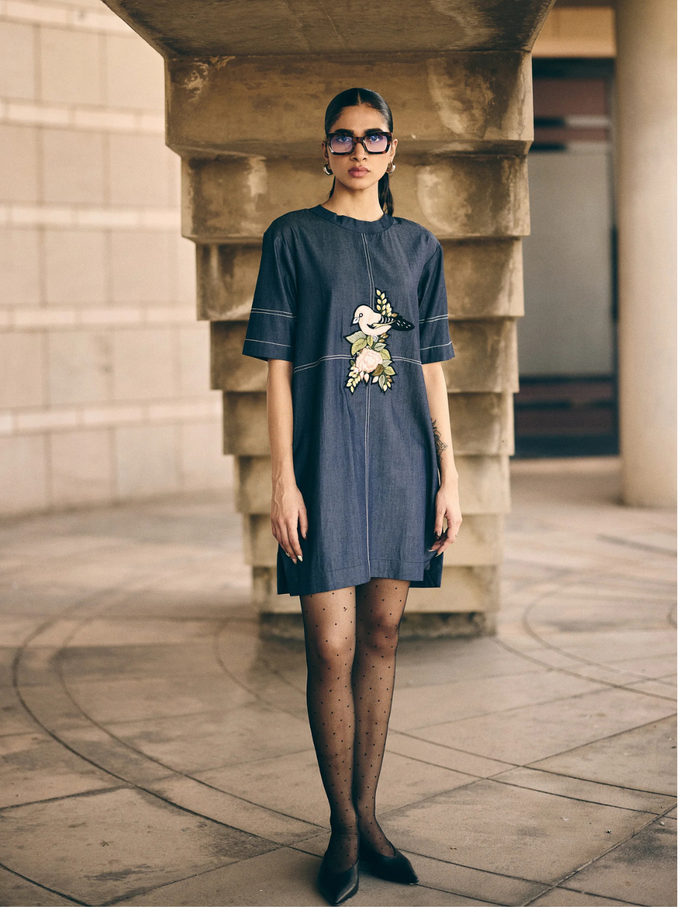 Denim Bird Nest Dress