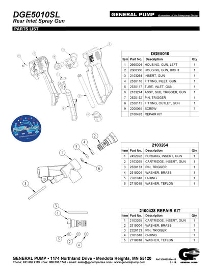 DGE5010SL TRIGGER GUN WITH SPRING LOADED TRIGGER LOCK by GP (7041.01)