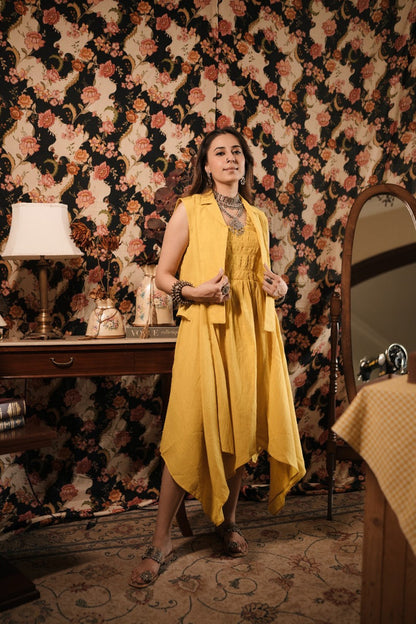 Dhadak Yellow Linen Dress