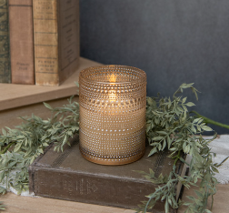 DOTTED GLASS 3D FLAME CANDLE (2 sizes) - Champagne