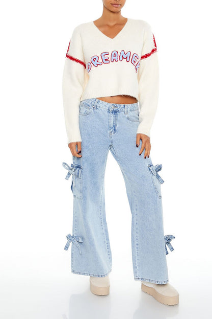 Dreamer Patch Fuzzy Knit Sweater