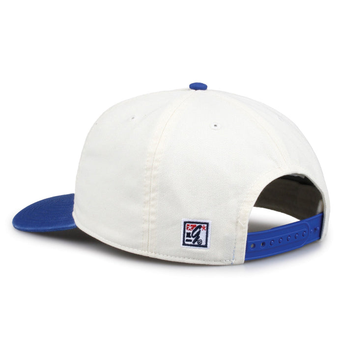 Duke Original Circle snapback hat showing adjustable snap closure and The Game logo, rear view