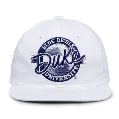 Duke Retro Circle snapback hat in white, front view