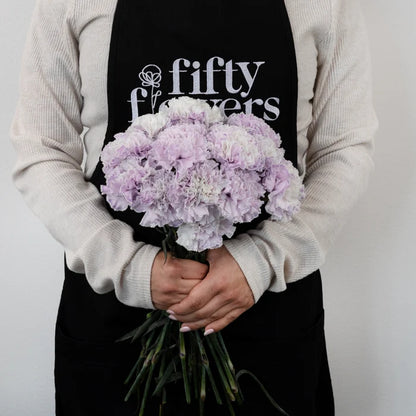 Dusty Lavender Tinted Carnation Flowers Apron - Image