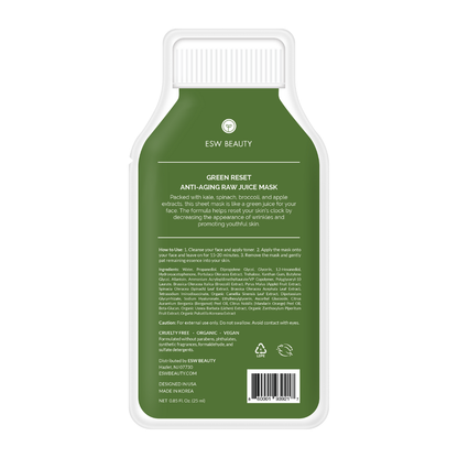 ESW BEAUTY - Green Reset Anti Aging Raw Juice Sheet Mask