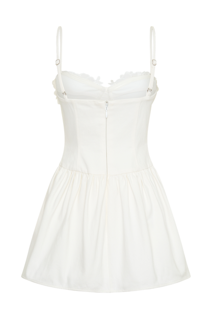 Emary Applique Denim Bustier Mini Dress - White