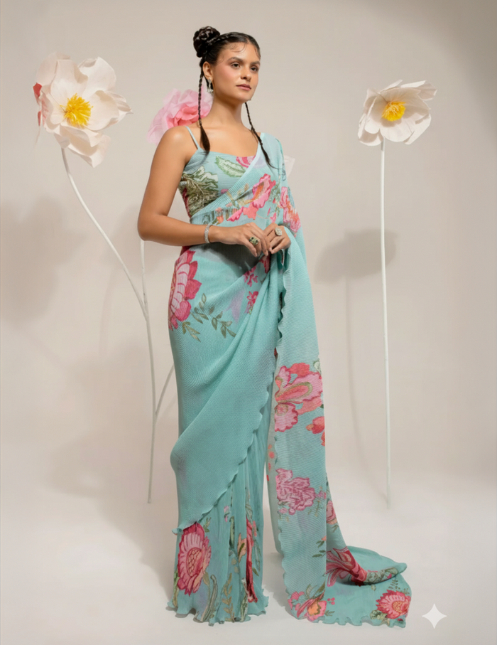 Emerald green saree Singapore