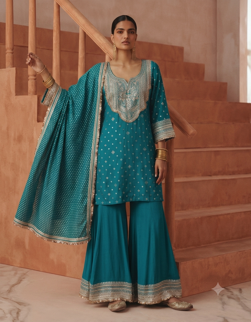 Emerald Rogue Sharara Set