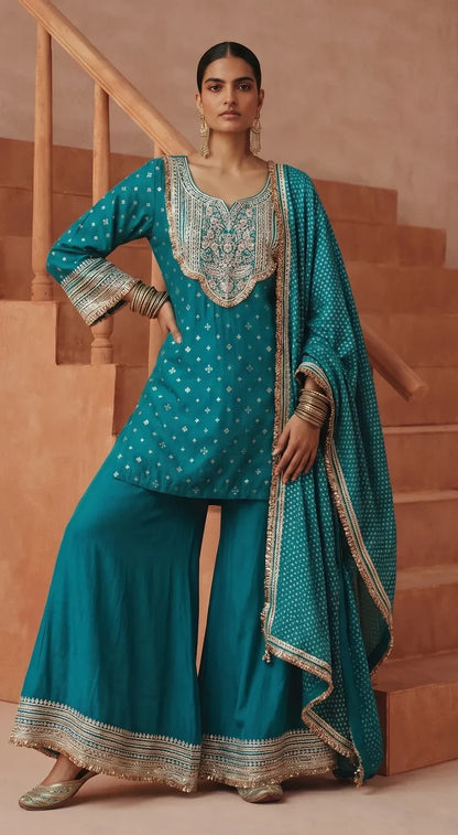 Emerald Rogue Sharara Set