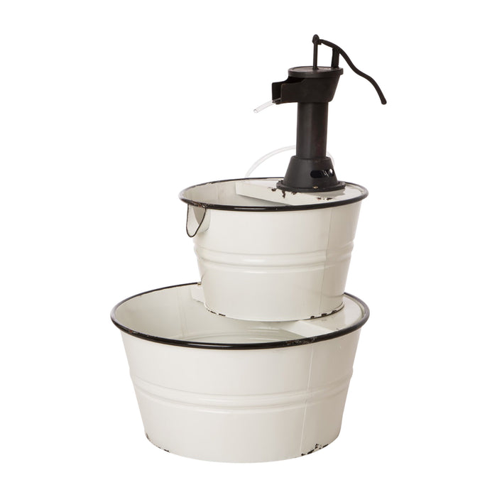 Farmhouse Metal Enamel Two Tier Fountain 31.5"H