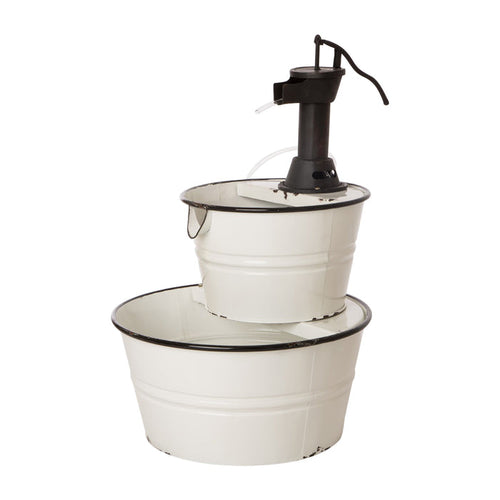 Farmhouse Metal Enamel Two Tier Fountain 31.5"H
