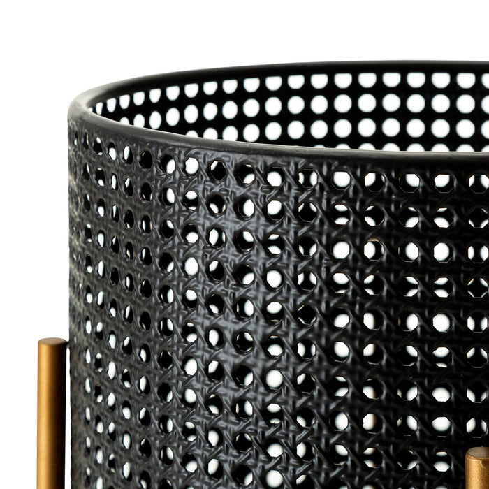 Faux Wicker Black Metal Pot Planter Stand, Set of 3