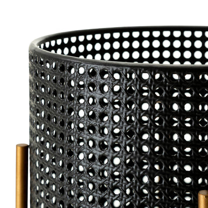 Faux Wicker Black Metal Pot Planter Stand, Set of 3