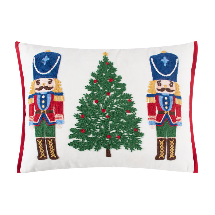 Levtex Home Festive Nutcrackers Tree Embroidered Pillow Decorative Pillows