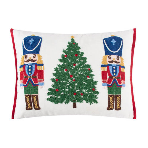 Levtex Home Festive Nutcrackers Tree Embroidered Pillow Decorative Pillows