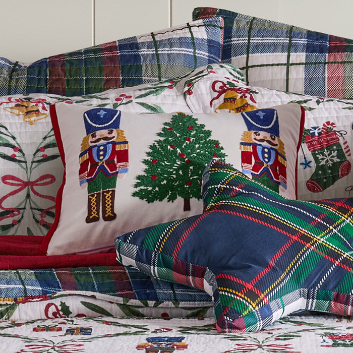 Levtex Home Festive Nutcrackers Tree Embroidered Pillow Decorative Pillows