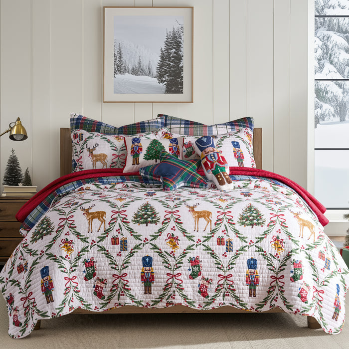 Levtex Home Festive Nutcrackers Tree Embroidered Pillow Decorative Pillows