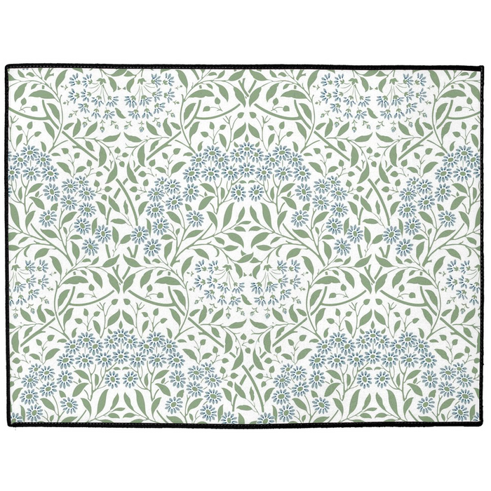 Floral Indoor/Outdoor Floor Mat William Morris Blue Green