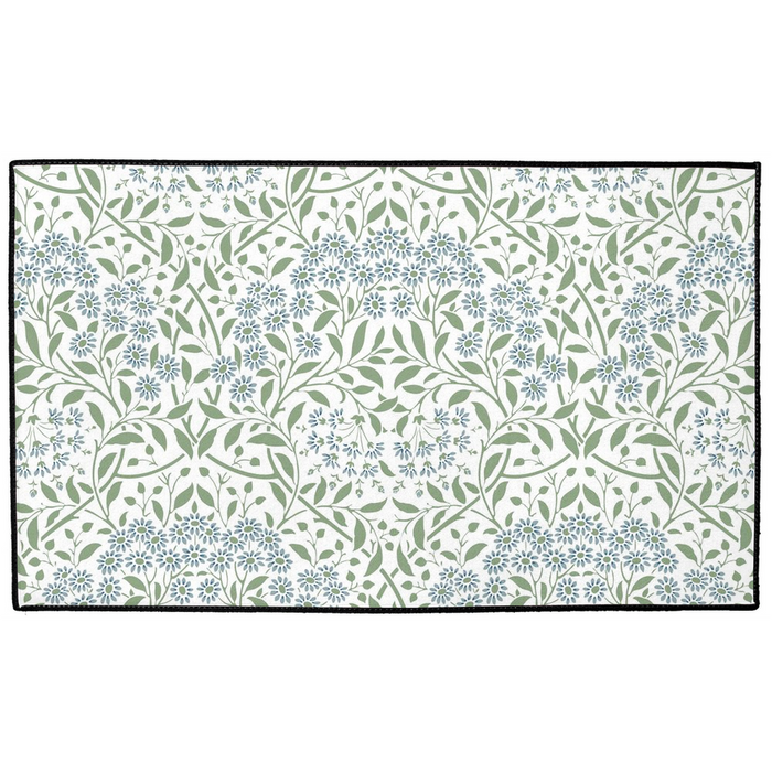 Floral Indoor/Outdoor Floor Mat William Morris Blue Green