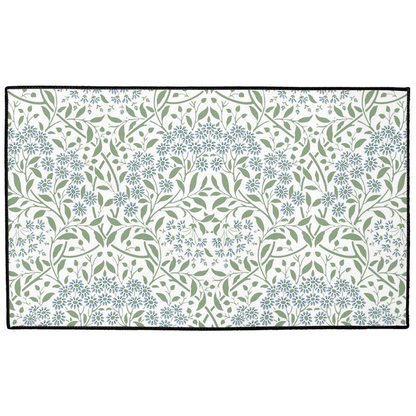 Floral Indoor/Outdoor Floor Mat William Morris Blue Green