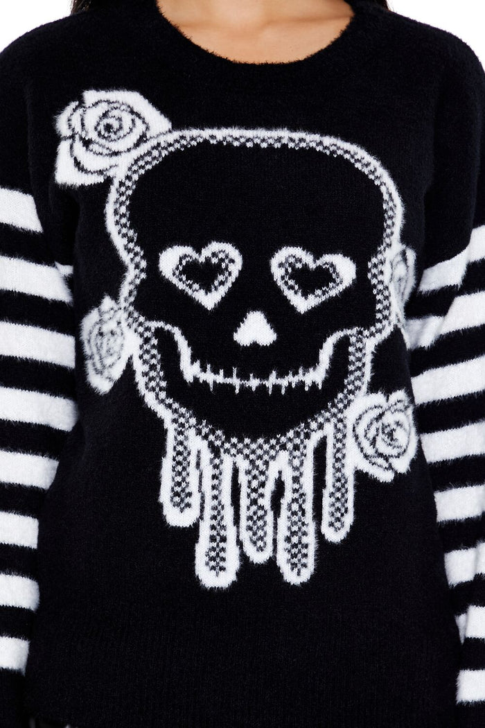 Floral Skull Graphic Sweater