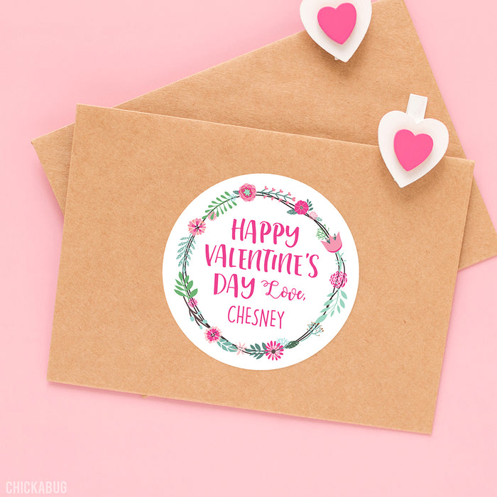 Flower Wreath Valentine's Day Stickers