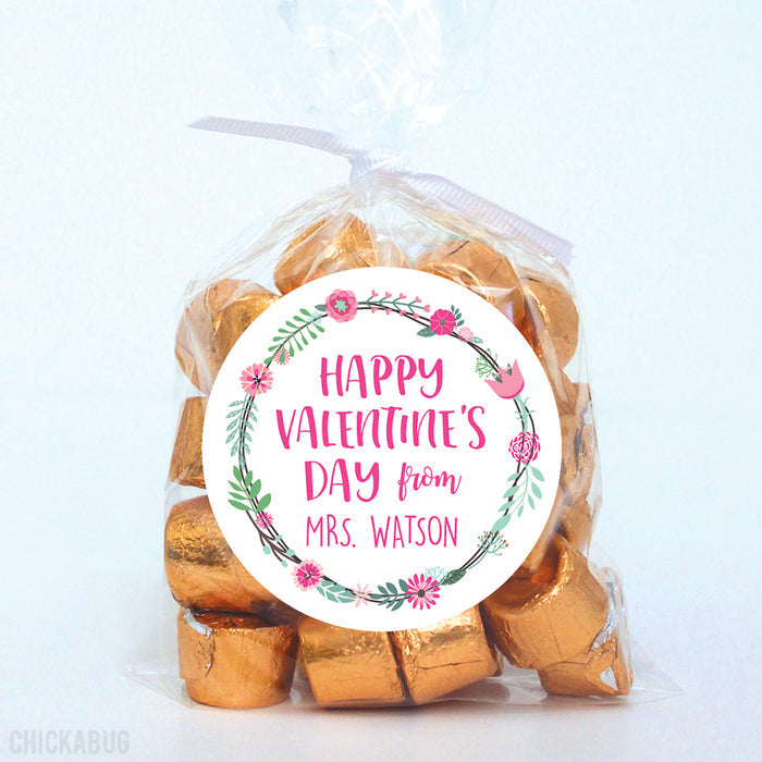 Flower Wreath Valentine's Day Stickers