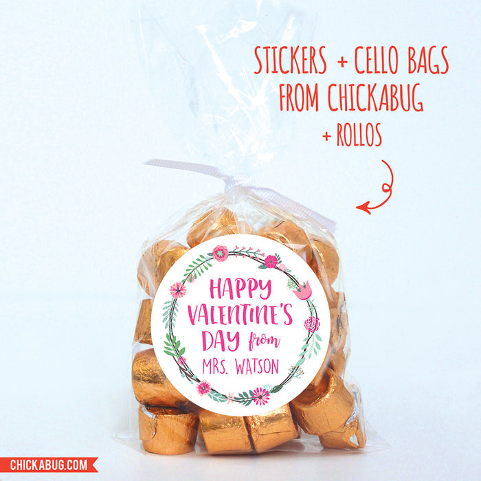Flower Wreath Valentine's Day Stickers