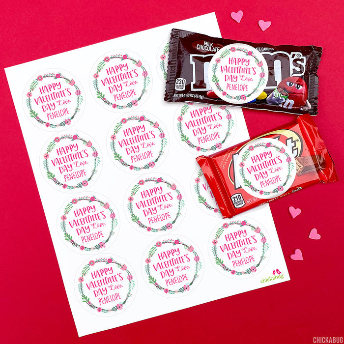Flower Wreath Valentine's Day Stickers