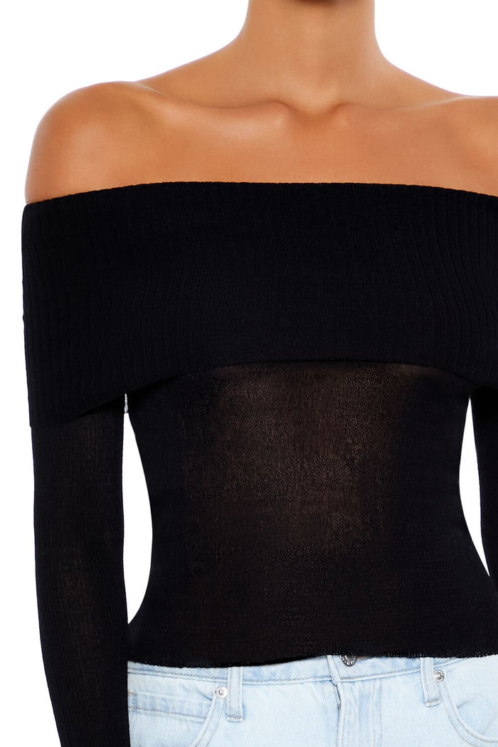 Foldover Off-the-Shoulder Sweater