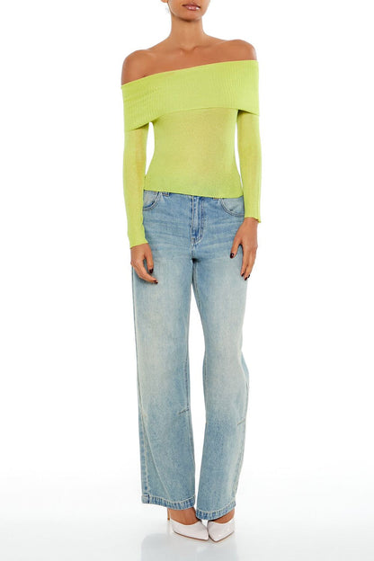 Foldover Off-the-Shoulder Sweater