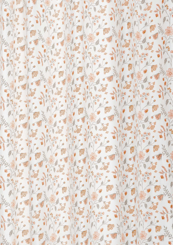 Forest bloom 100% cotton floral curtain for living room - Light Reduction - Orange - Single Piece