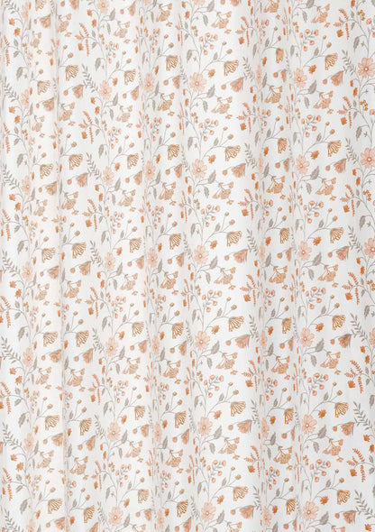 Forest bloom 100% cotton floral curtain for living room - Light Reduction - Orange - Single Piece