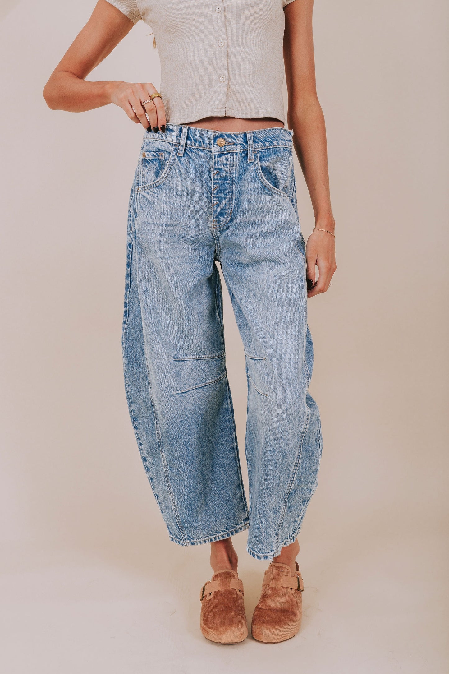 FREE PEOPLE - Good Luck Mid-Rise Barrel Jeans - 7 Colors!
