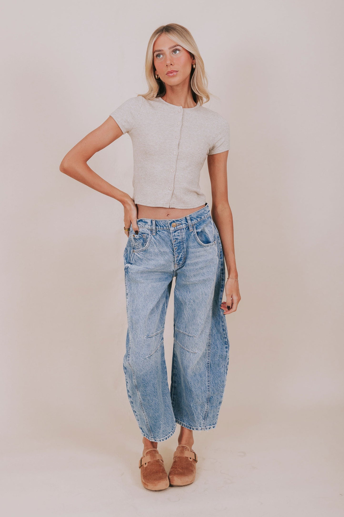 FREE PEOPLE - Good Luck Mid-Rise Barrel Jeans - 7 Colors!