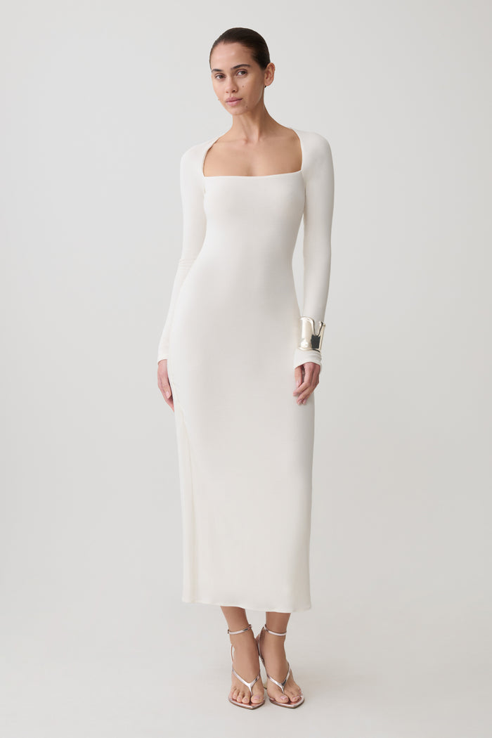 Freja Long Sleeve Midi Dress - White