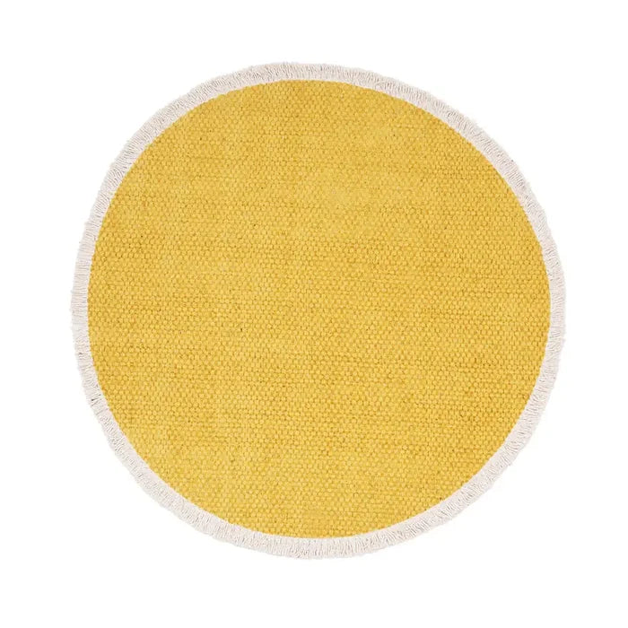 Fringed Solid Round Placemat: Dandelion Yellow