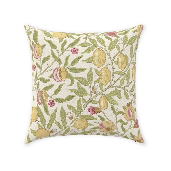 Fruit Cotton Throw Pillows William Morris Limestone Artichoke