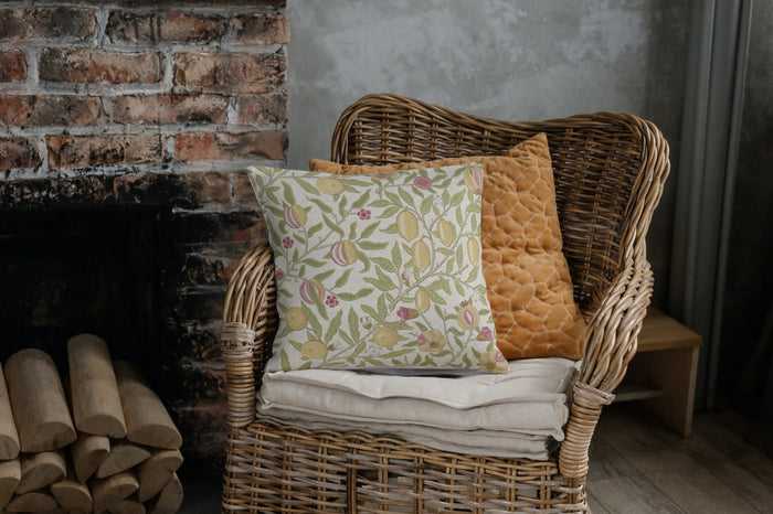 Fruit Cotton Throw Pillows William Morris Limestone Artichoke